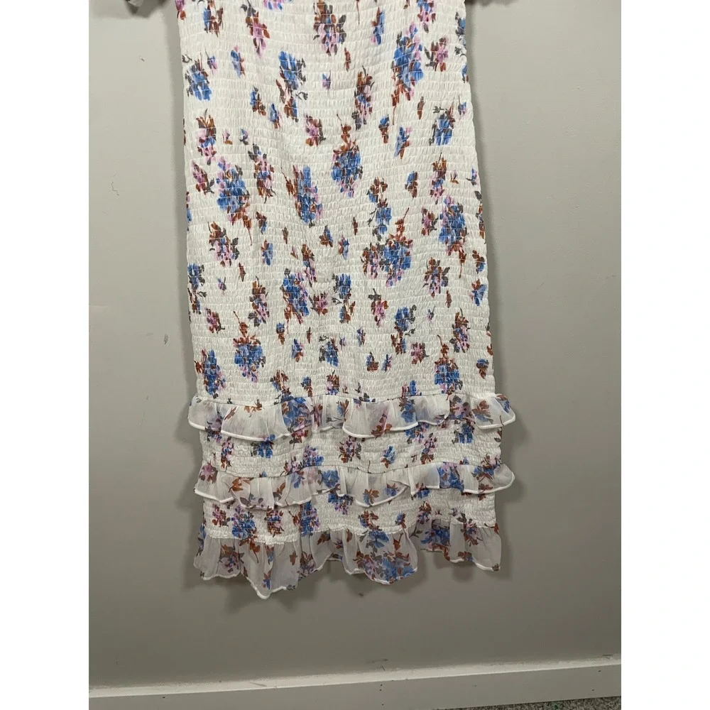 Abercrombie & Fitch Smocked Puff Sleeve Midi Dress Floral Print Size Large - Picture 8 of 10